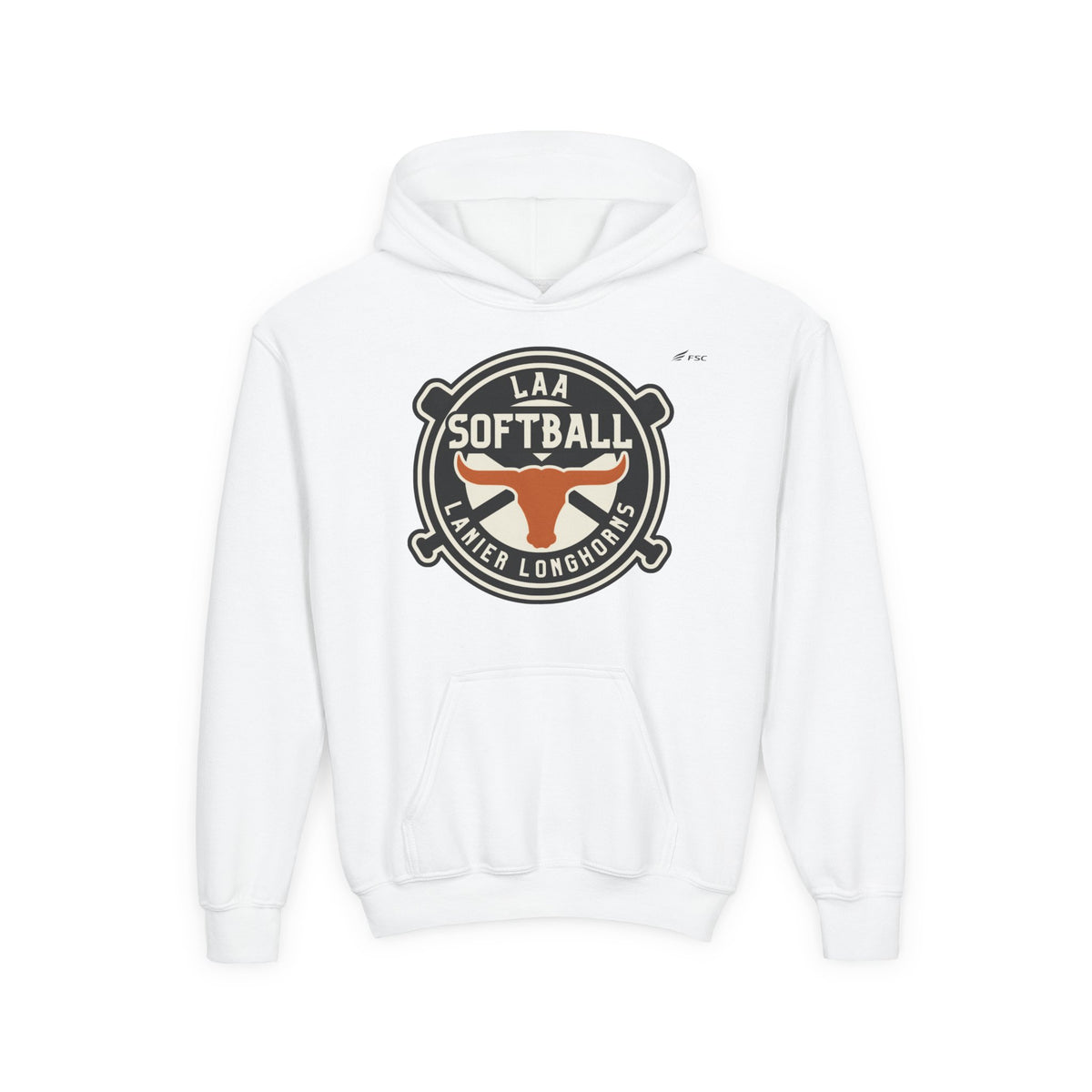 Youth LAA Softball Lanier Longhorns Hoodie — LAA Softball Longhorns Team Logo Hoodie