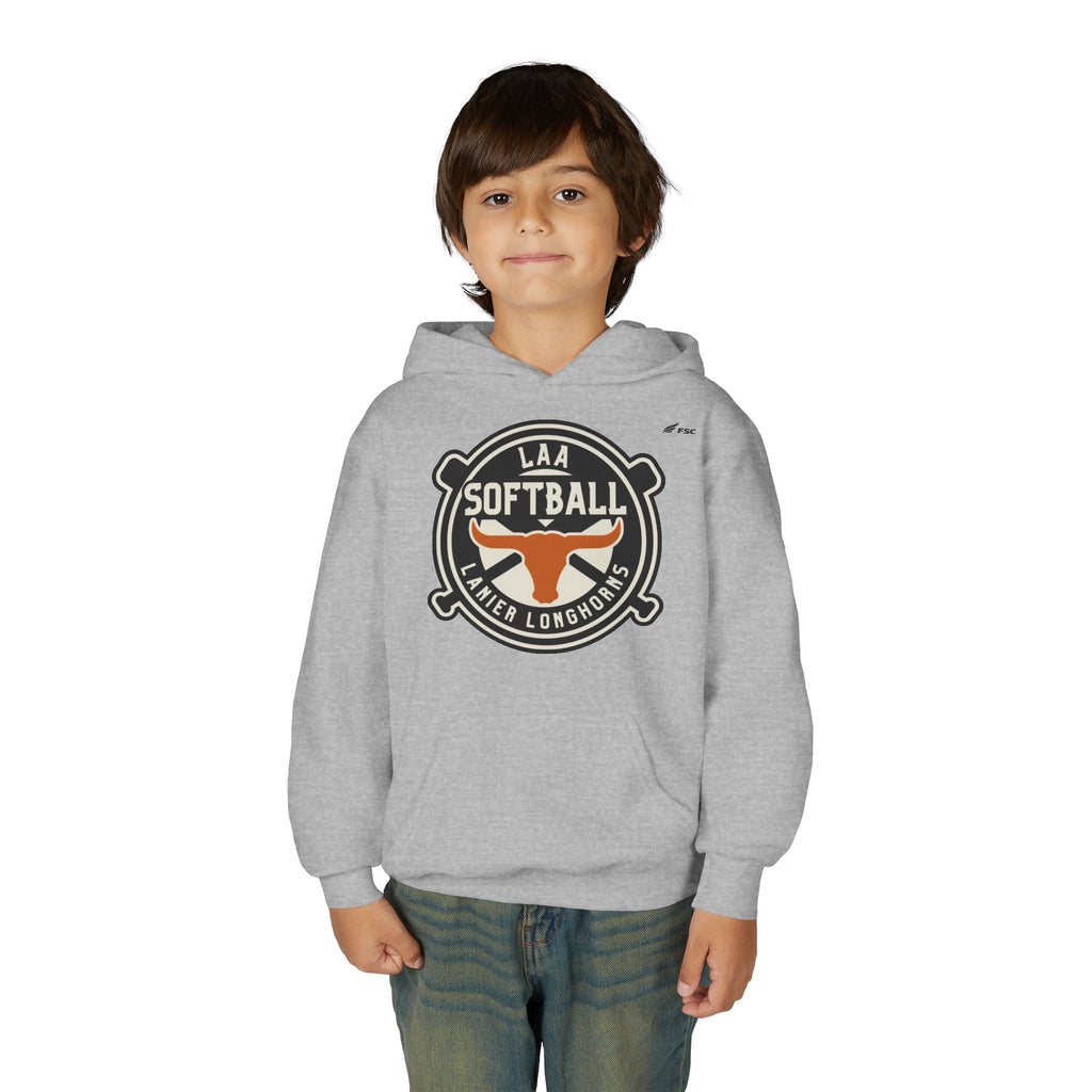 Youth LAA Softball Lanier Longhorns Hoodie — LAA Softball Longhorns Team Logo Hoodie