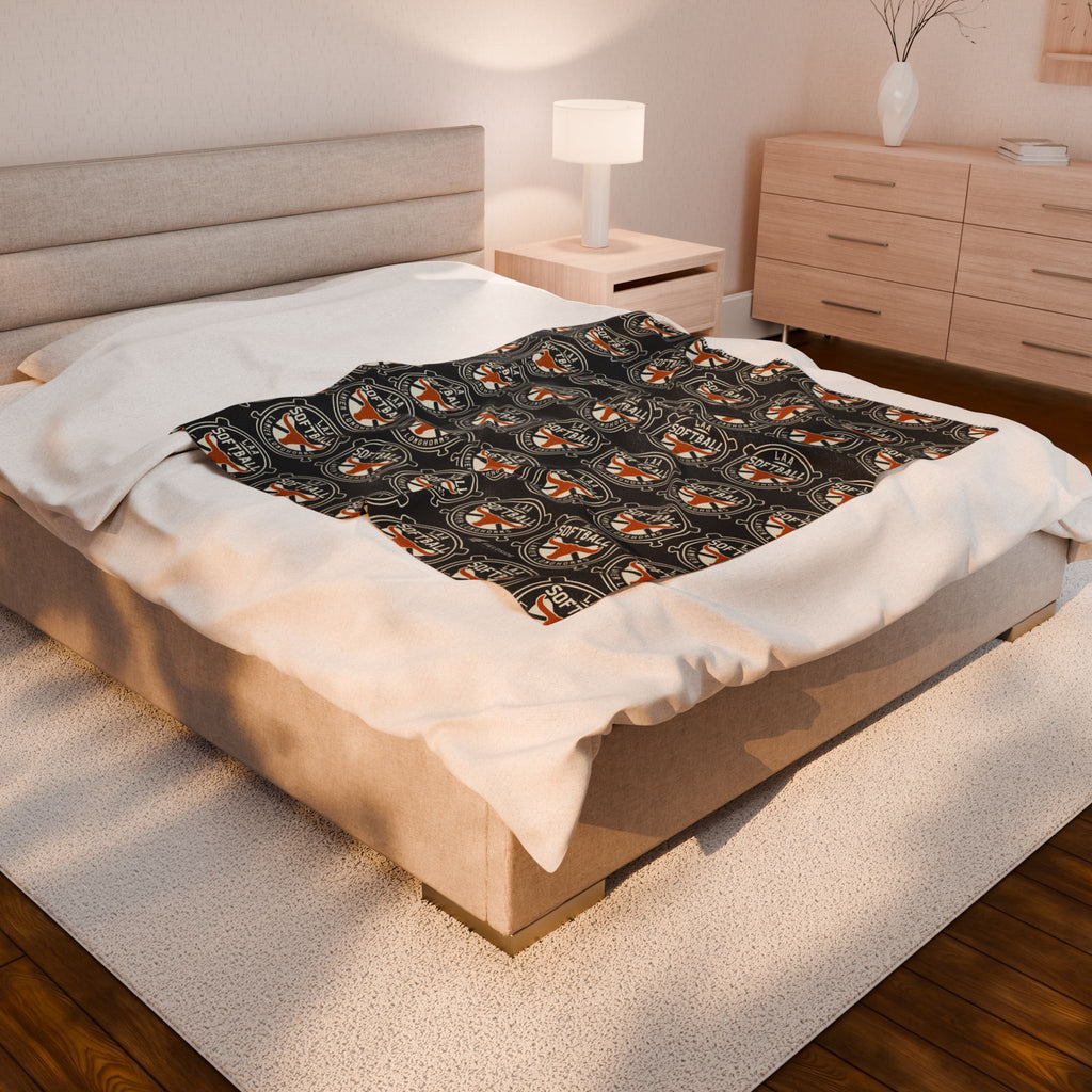 LAA Softball Team Plush Blanket — Cozy Orange & Black Sports Throw