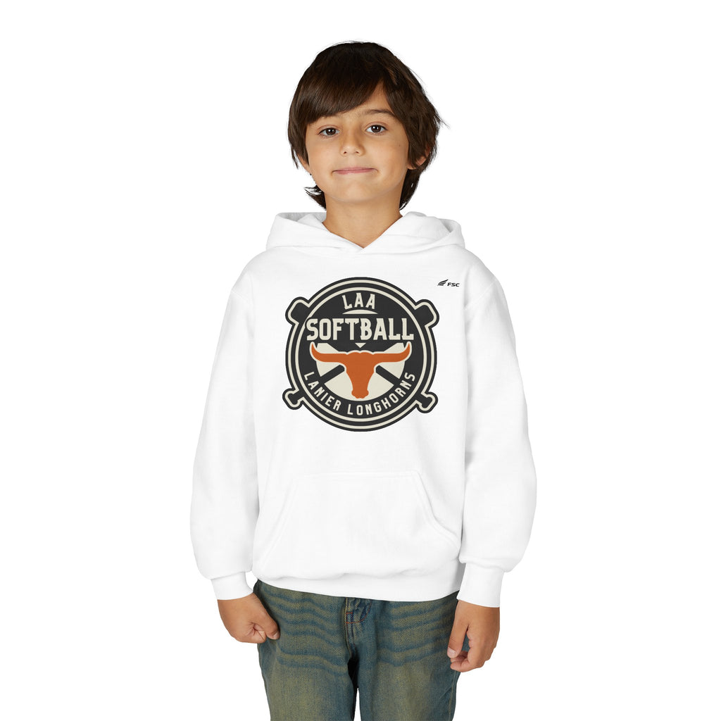 Youth LAA Softball Lanier Longhorns Hoodie — LAA Softball Longhorns Team Logo Hoodie