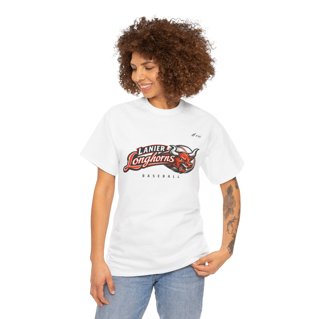 Lanier Longhorns Baseball Adult Tee | Unisex Heavy Cotton Shirt