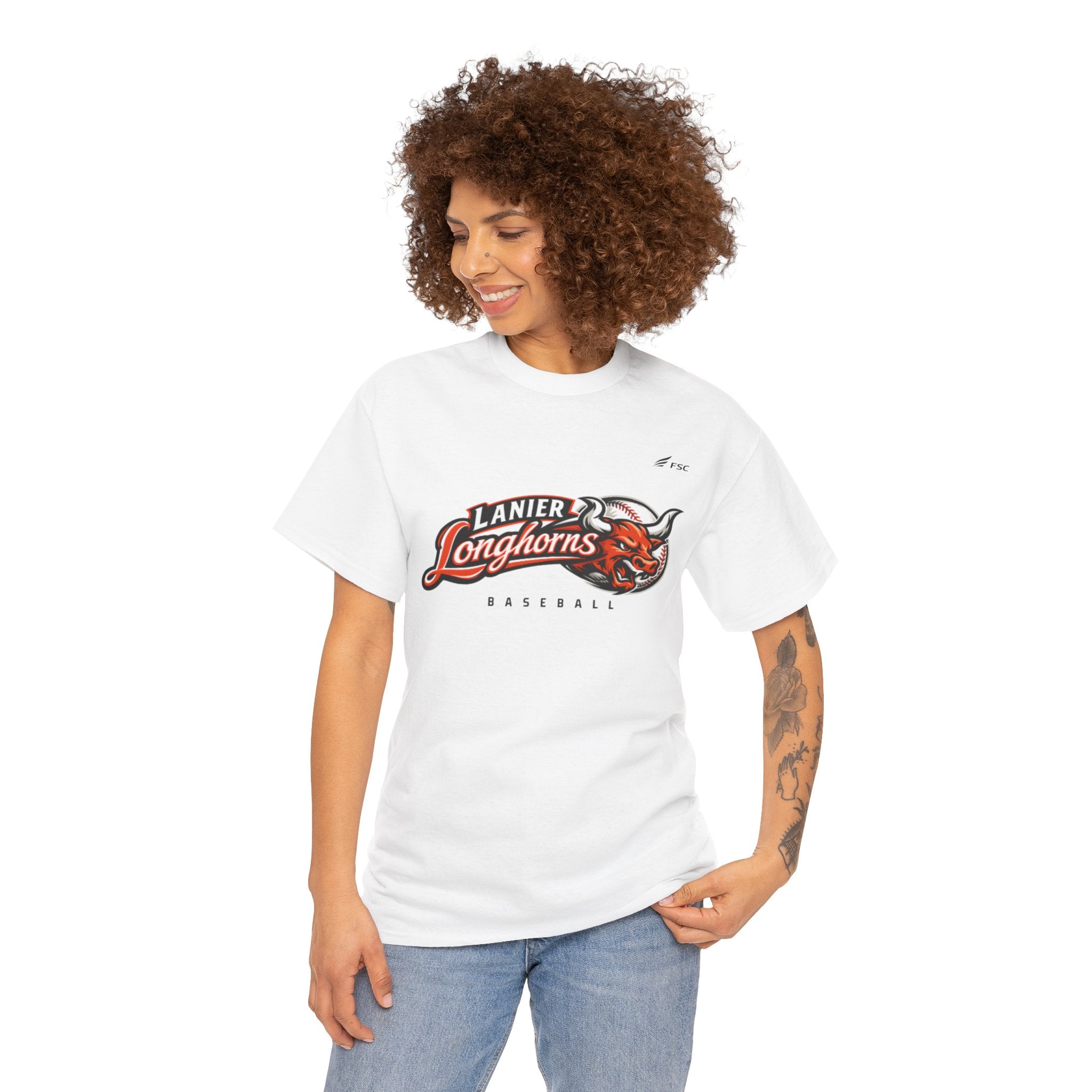Lanier Longhorns Baseball Adult Tee | Unisex Heavy Cotton Shirt
