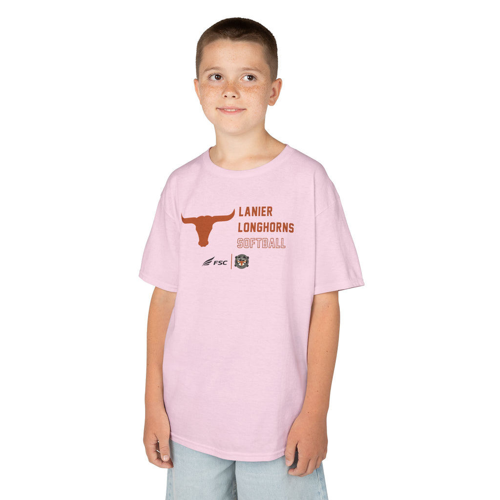 Youth LAA Longhorns Softball T-Shirt — Team Logo Summer Tee