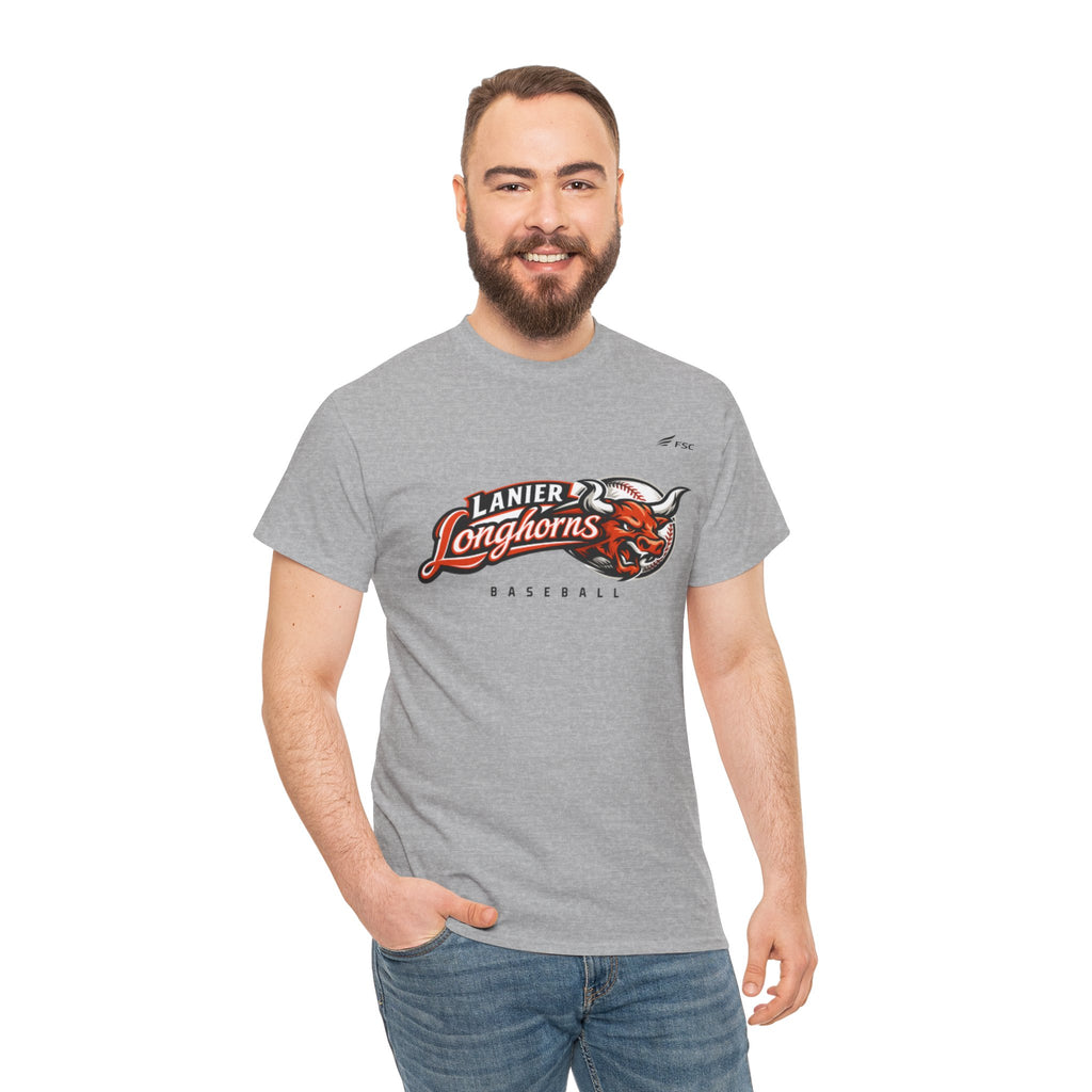 Lanier Longhorns Baseball Adult Tee | Unisex Heavy Cotton Shirt
