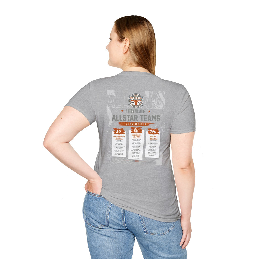 Longhorns Tee — LAA All-Star Teams Roster Tee (Softball)