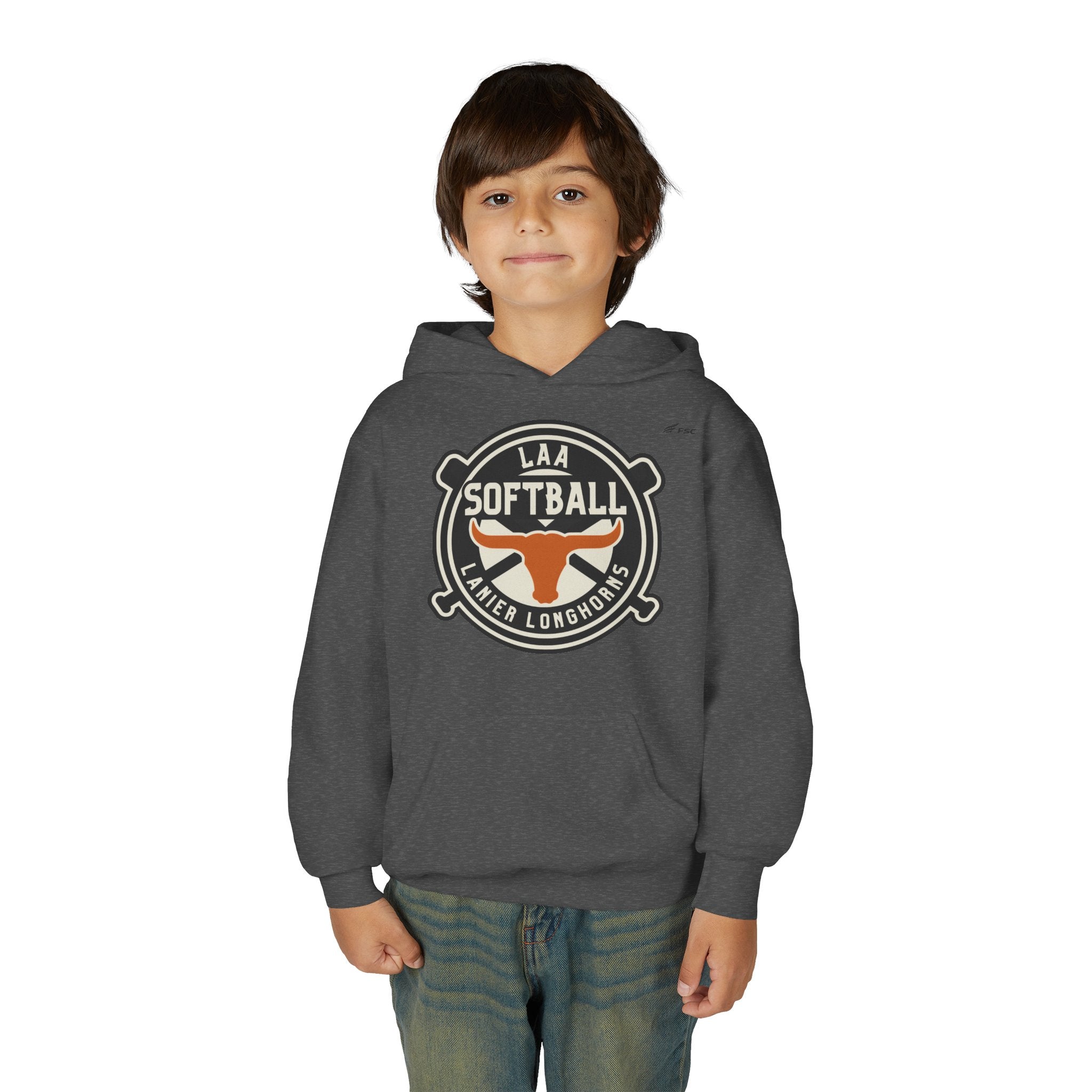 Youth LAA Softball Lanier Longhorns Hoodie — LAA Softball Longhorns Team Logo Hoodie