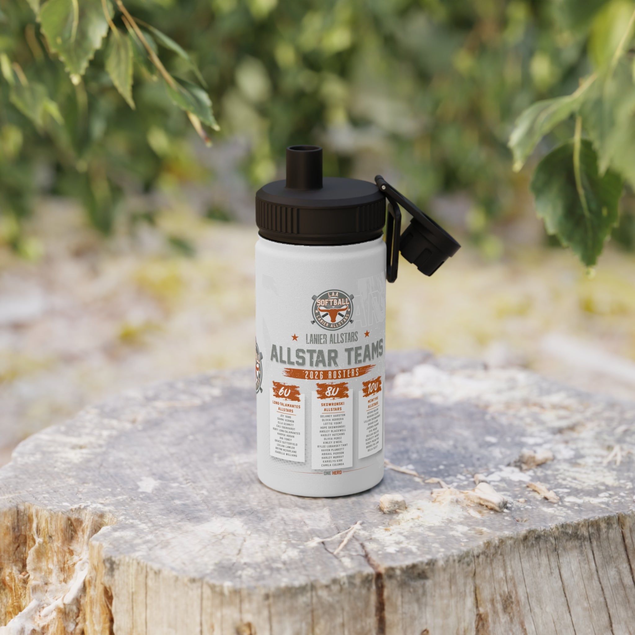 LAA Lanier All-Stars Sports Bottle - Softball Team Stainless Steel Water Bottle