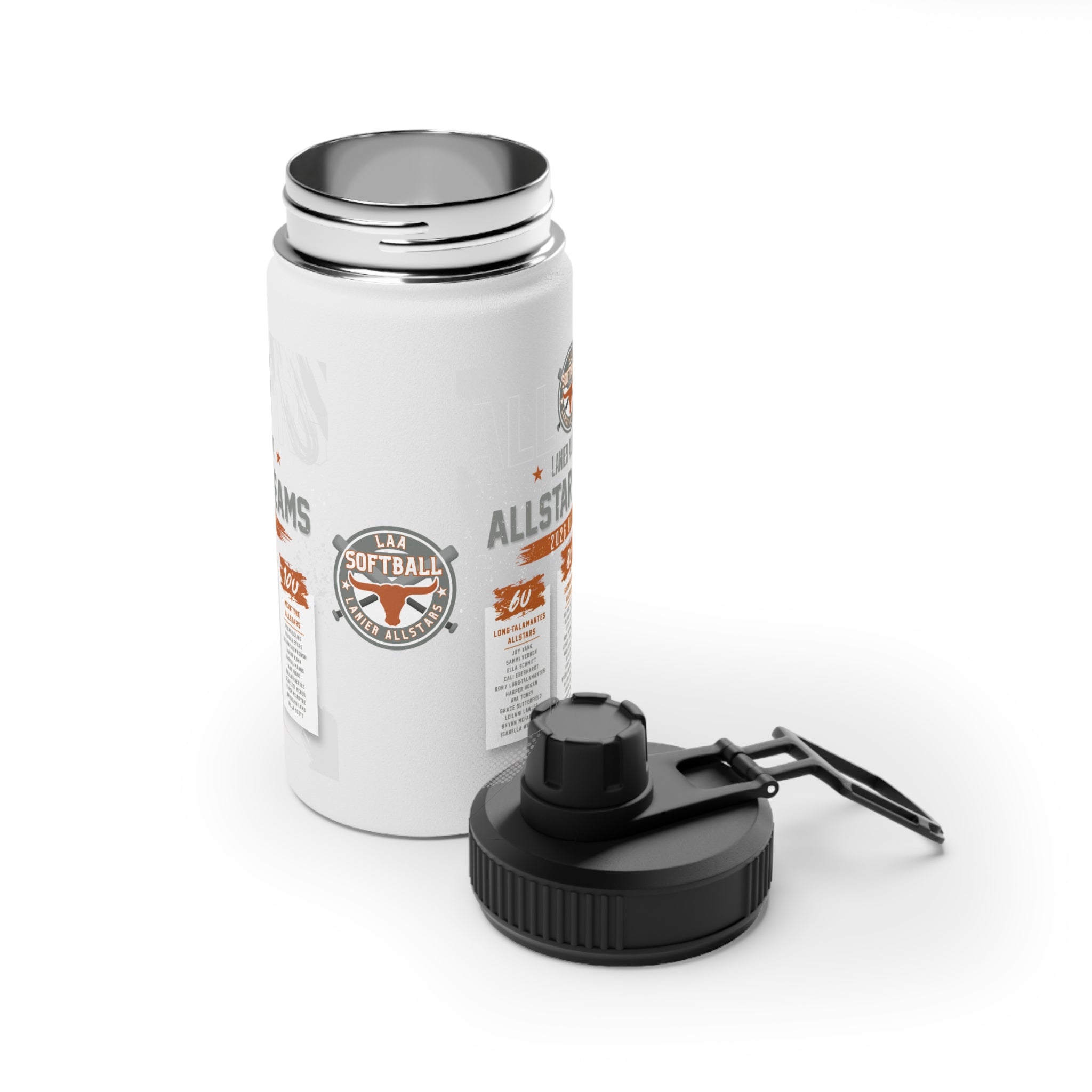 LAA Lanier All-Stars Sports Bottle - Softball Team Stainless Steel Water Bottle