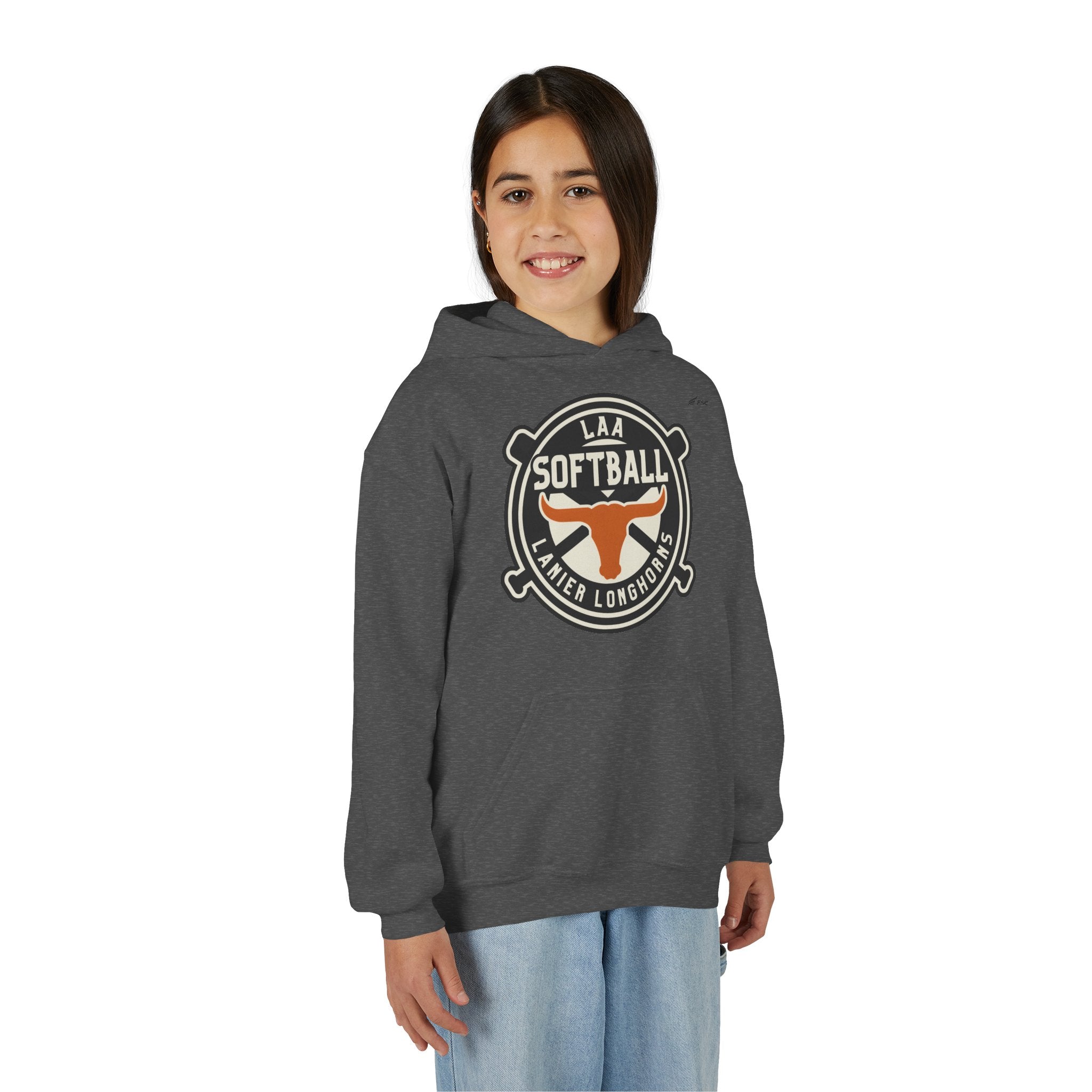 Youth LAA Softball Lanier Longhorns Hoodie — LAA Softball Longhorns Team Logo Hoodie