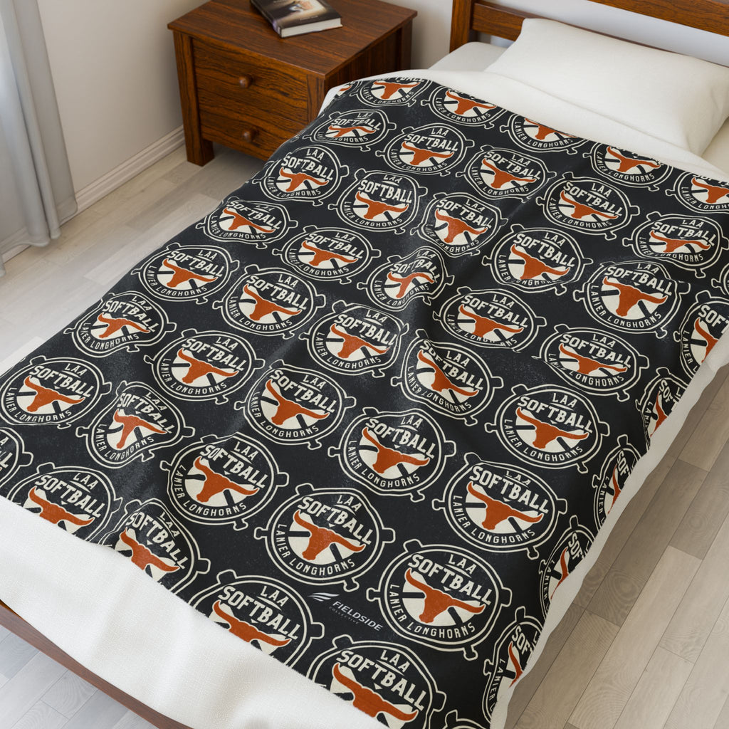 LAA Softball Team Plush Blanket — Cozy Orange & Black Sports Throw