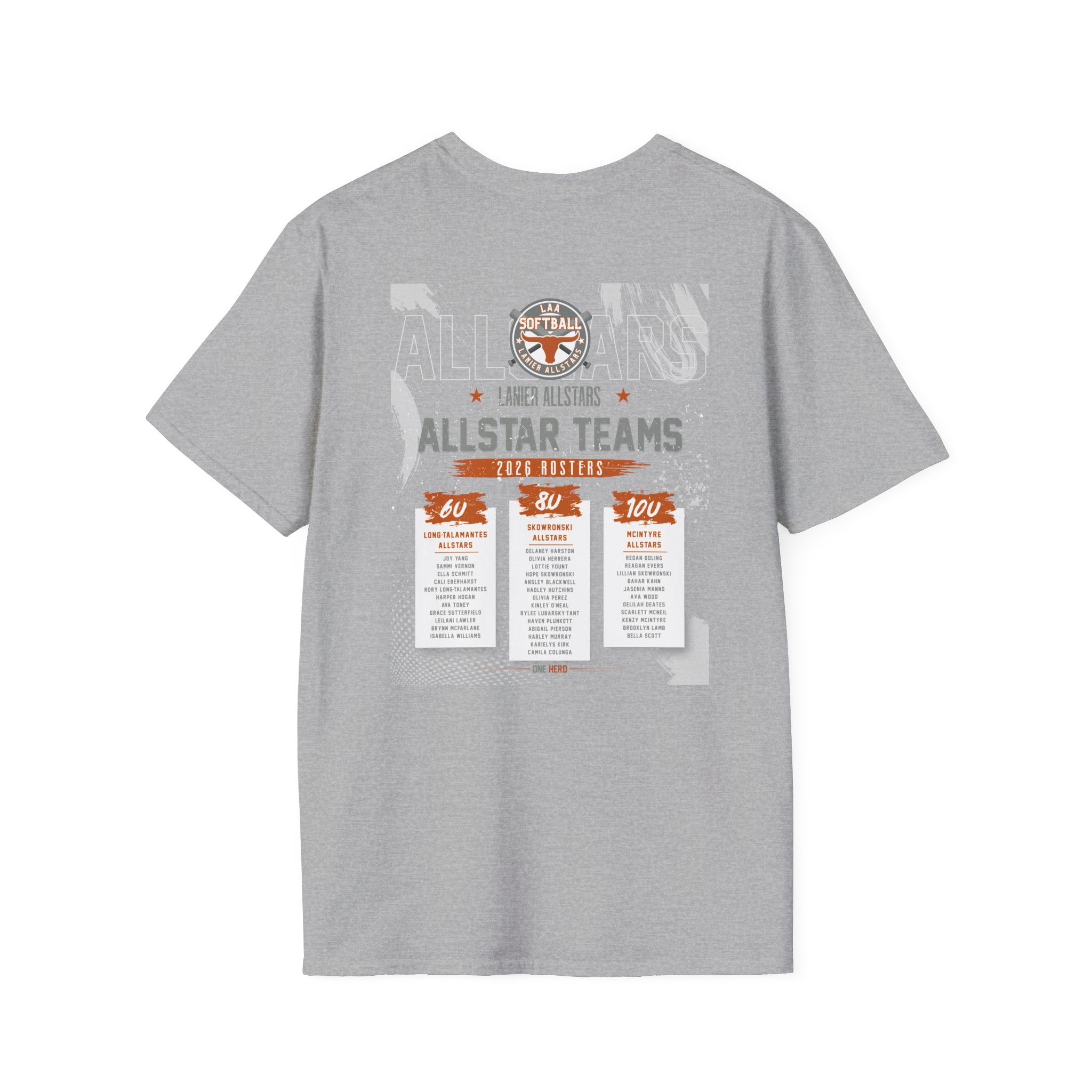 Longhorns Tee — LAA All-Star Teams Roster Tee (Softball)