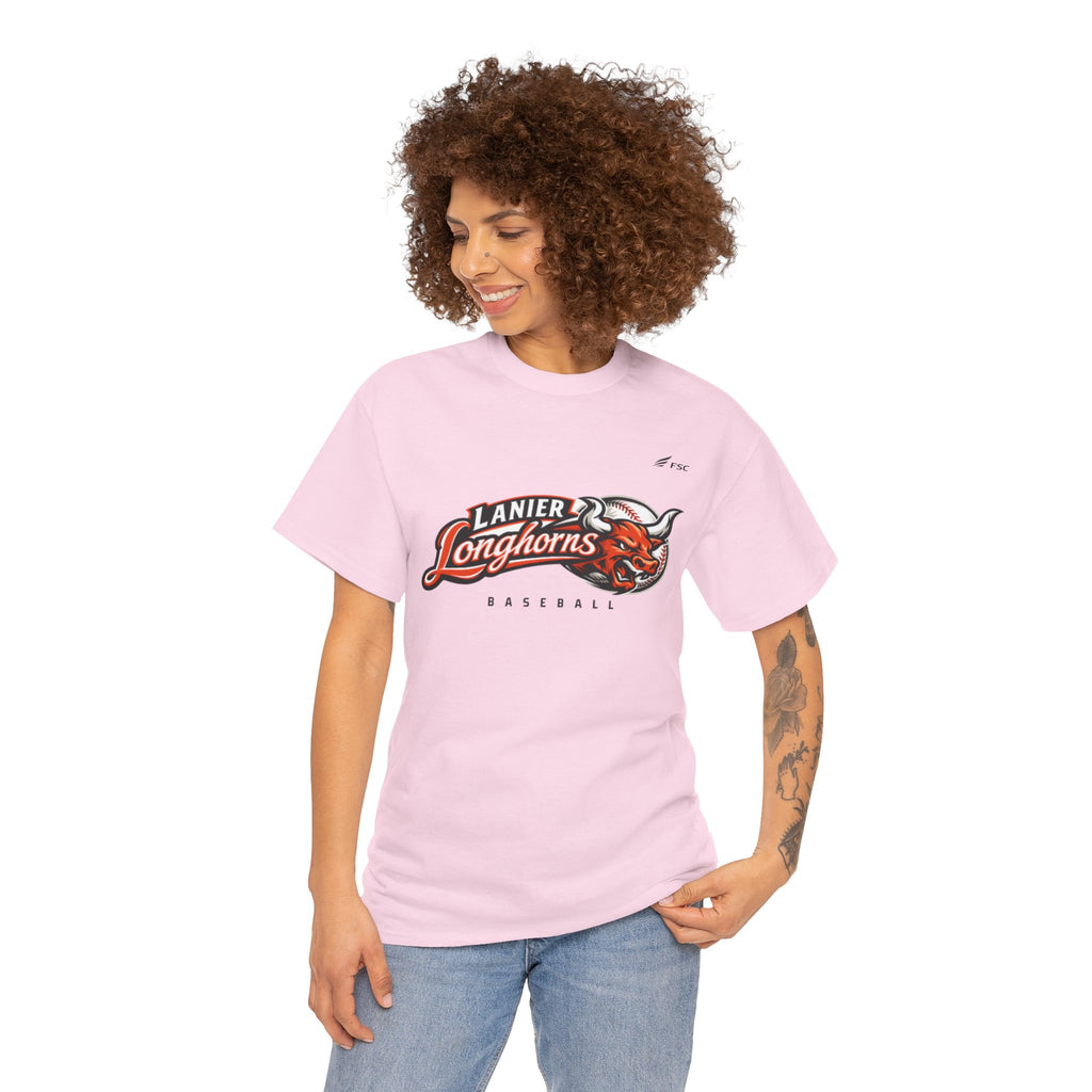 Lanier Longhorns Baseball Adult Tee | Unisex Heavy Cotton Shirt