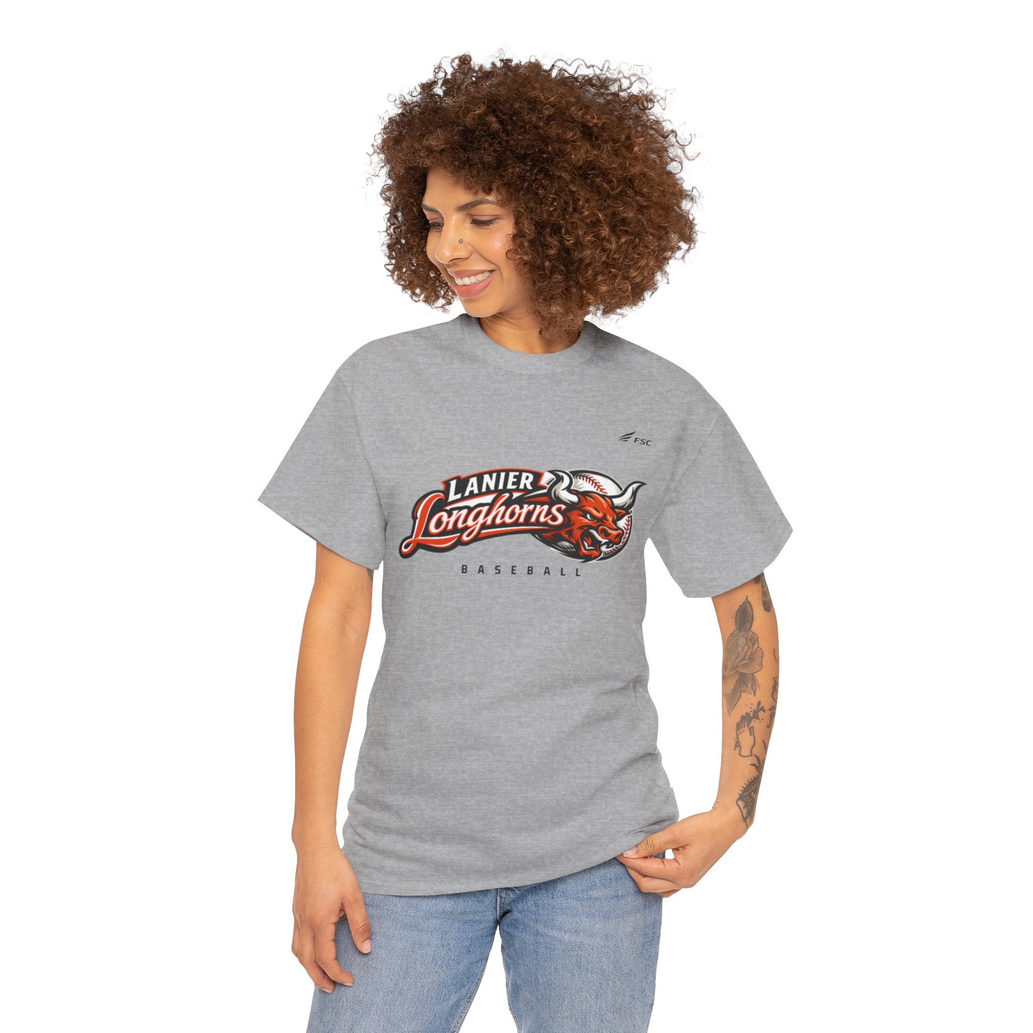 Lanier Longhorns Baseball Adult Tee | Unisex Heavy Cotton Shirt