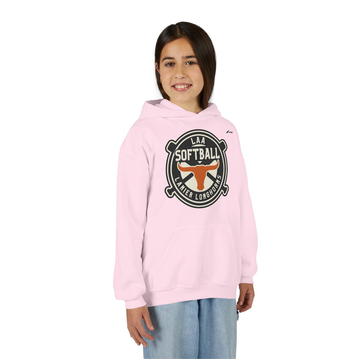 Youth LAA Softball Lanier Longhorns Hoodie — LAA Softball Longhorns Team Logo Hoodie
