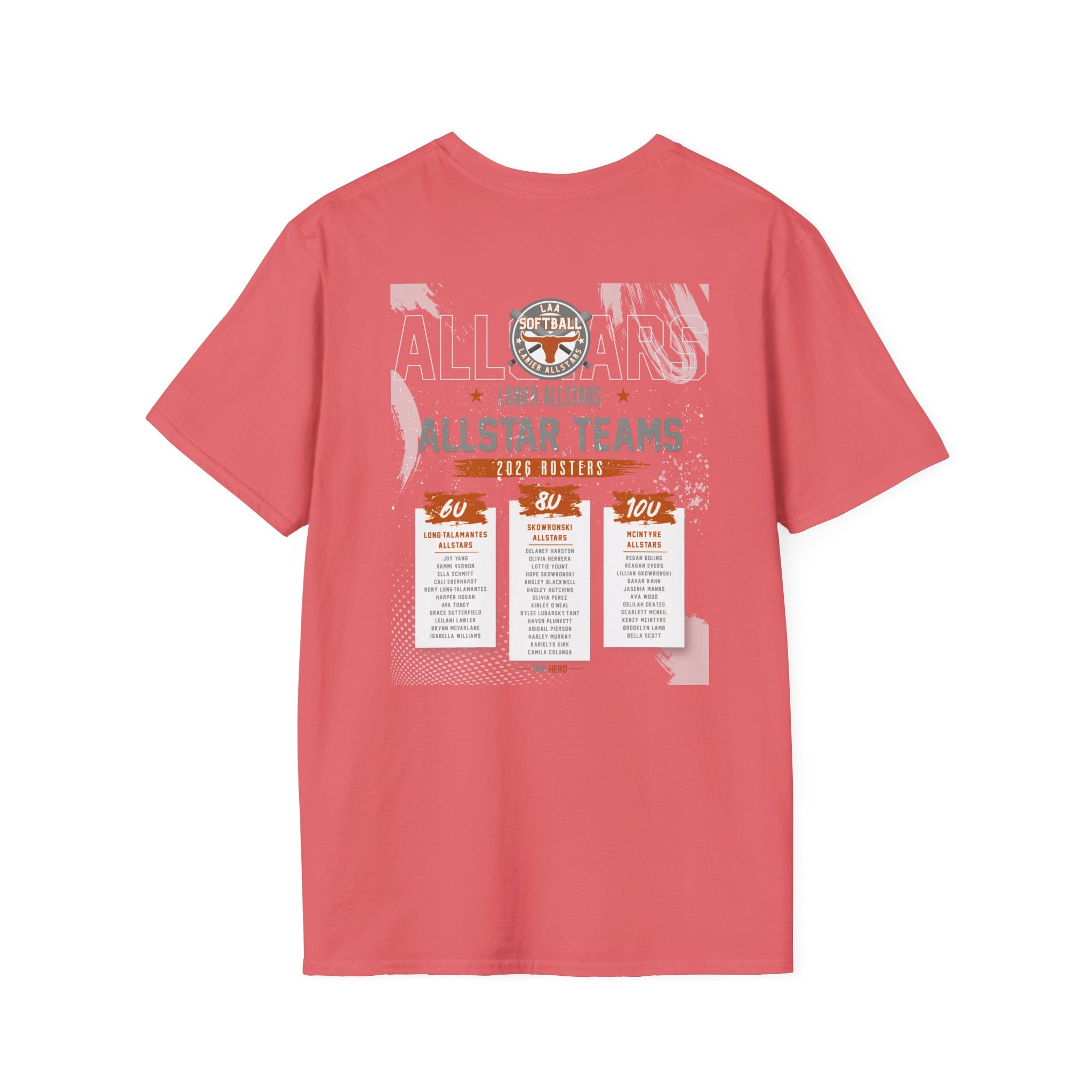 Longhorns Tee — LAA All-Star Teams Roster Tee (Softball)