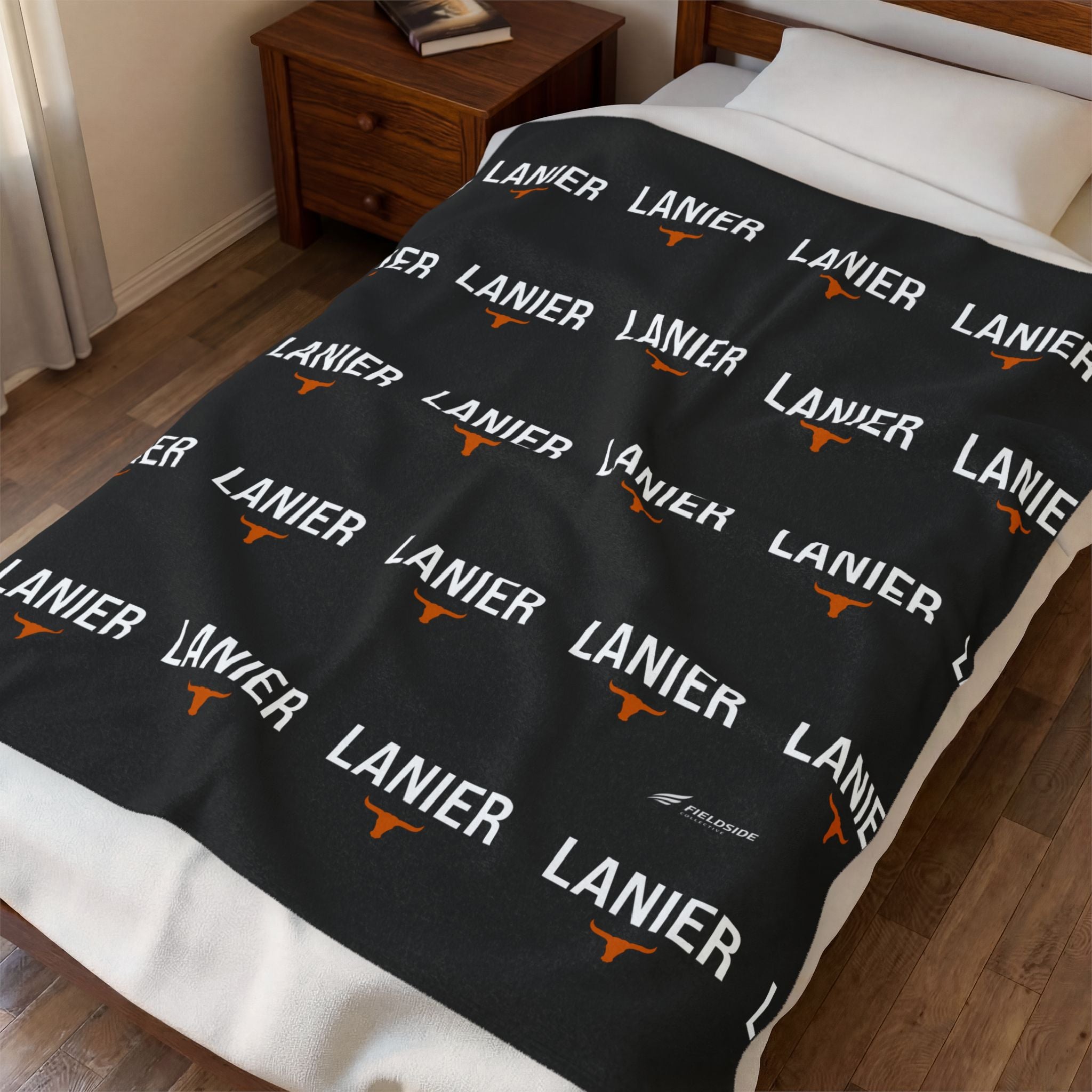 Lanier Longhorns Plush Blanket — Cozy Orange & Black Sports Throw