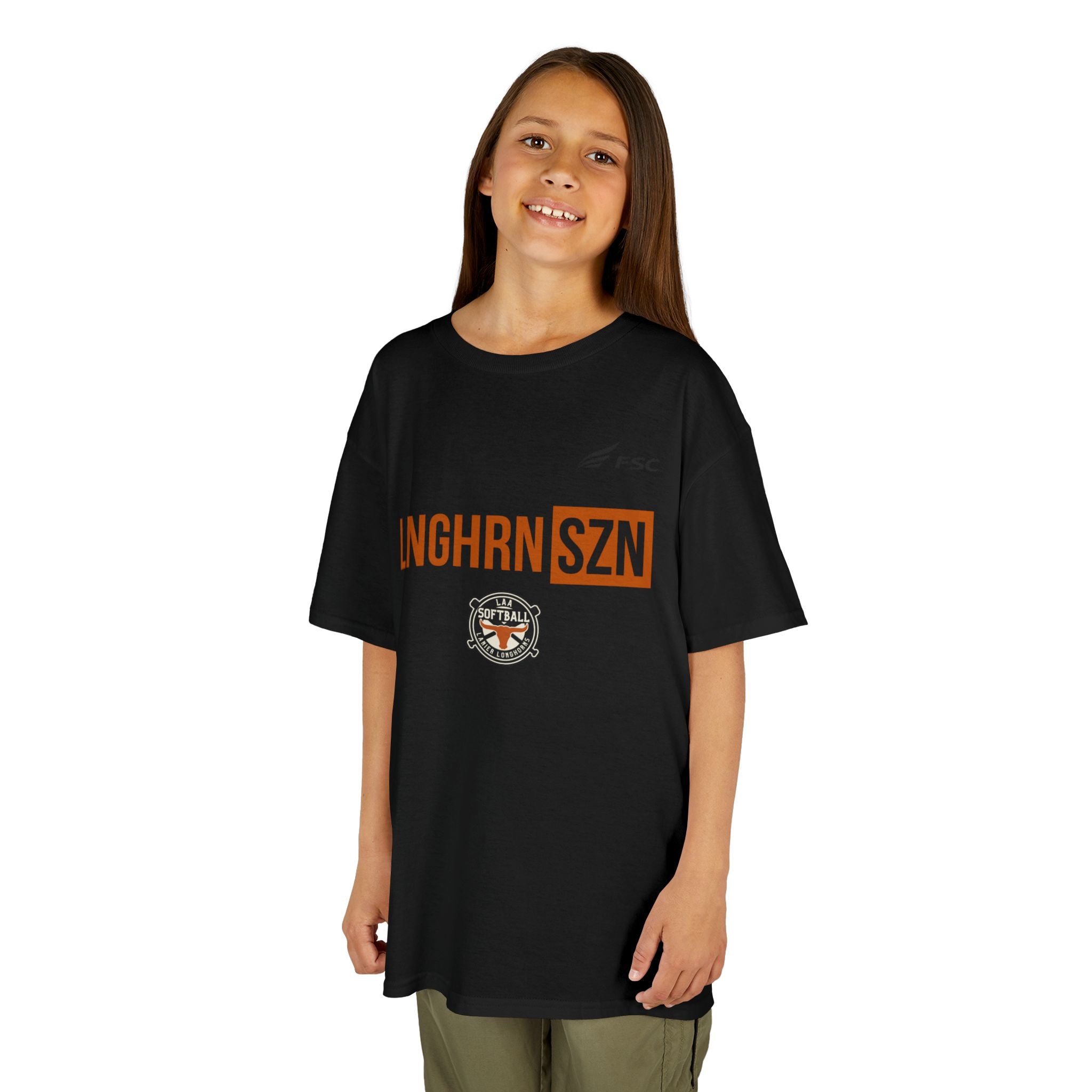Youth LAA Softball Lanier Longhorns Heavy Cotton Tee| LNGHRNSZN T-Shirt