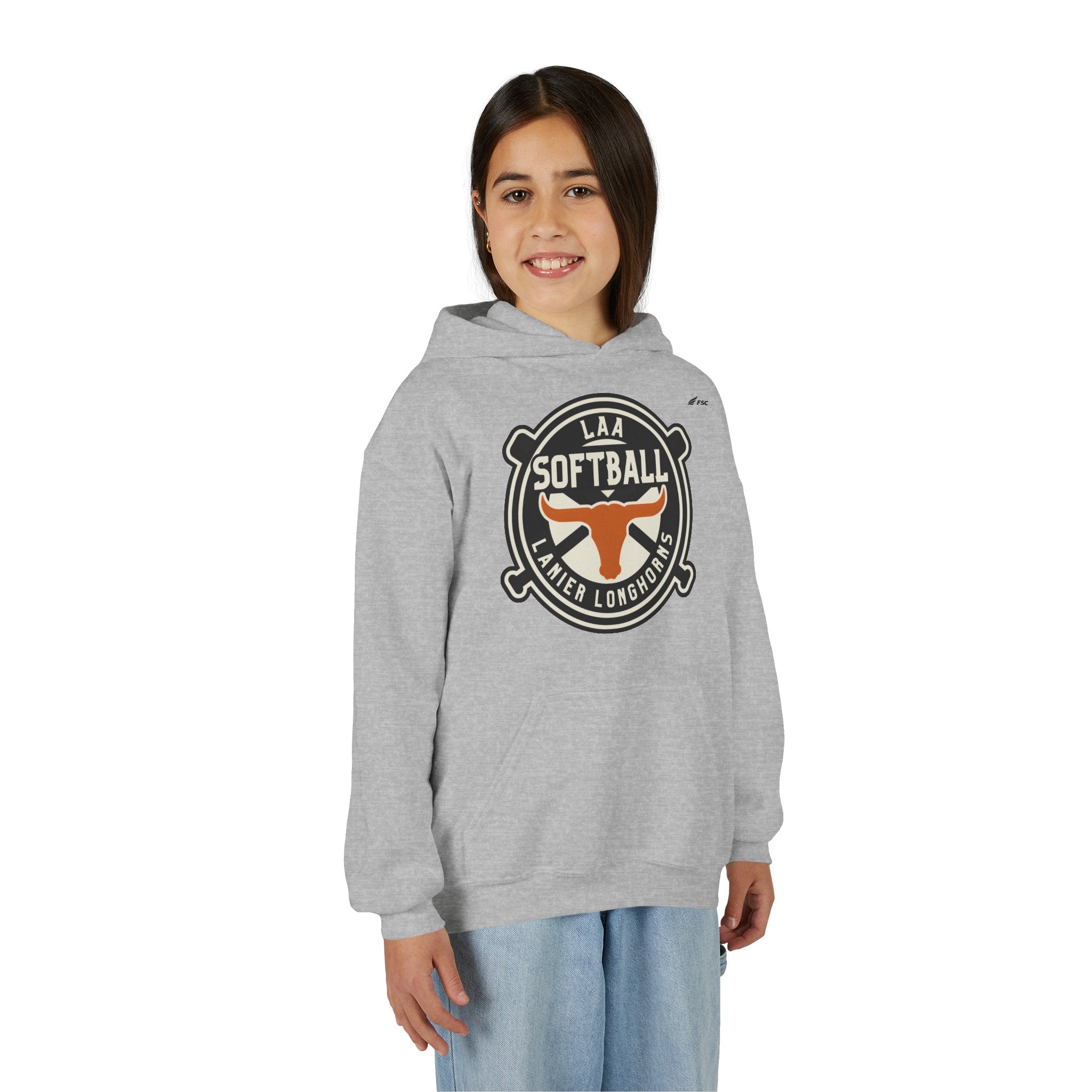 Youth LAA Softball Lanier Longhorns Hoodie — LAA Softball Longhorns Team Logo Hoodie