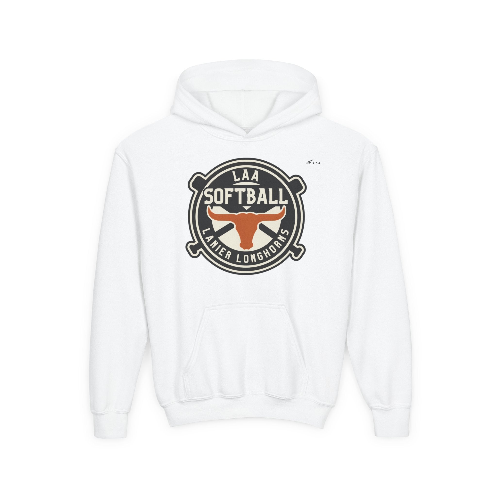 Youth LAA Softball Lanier Longhorns Hoodie — LAA Softball Longhorns Team Logo Hoodie