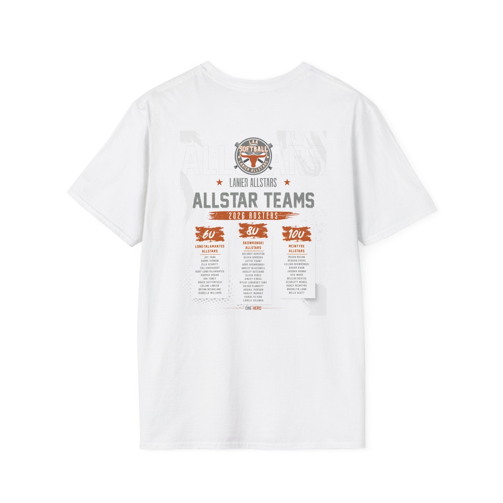 Longhorns Tee — LAA All-Star Teams Roster Tee (Softball)