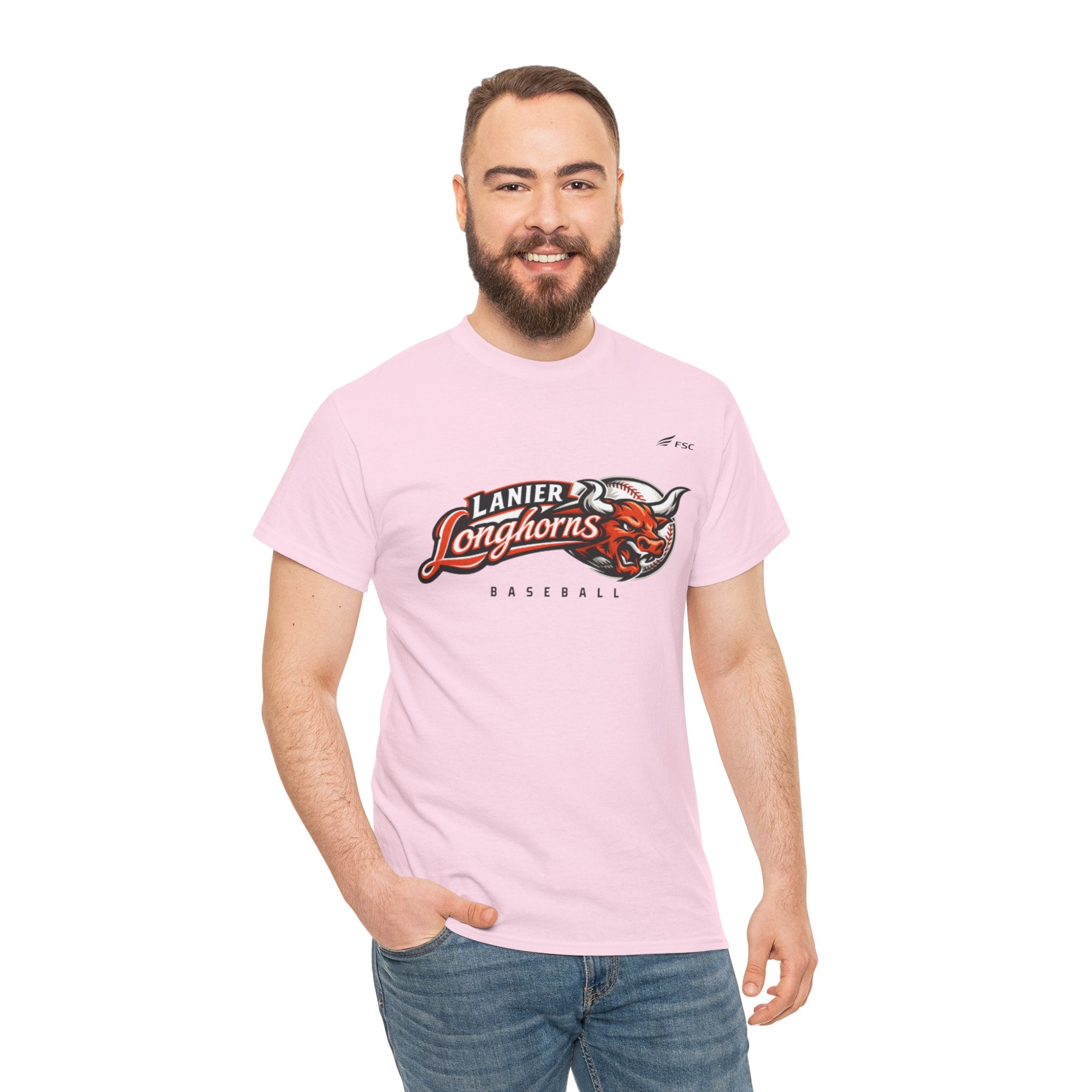 Lanier Longhorns Baseball Adult Tee | Unisex Heavy Cotton Shirt