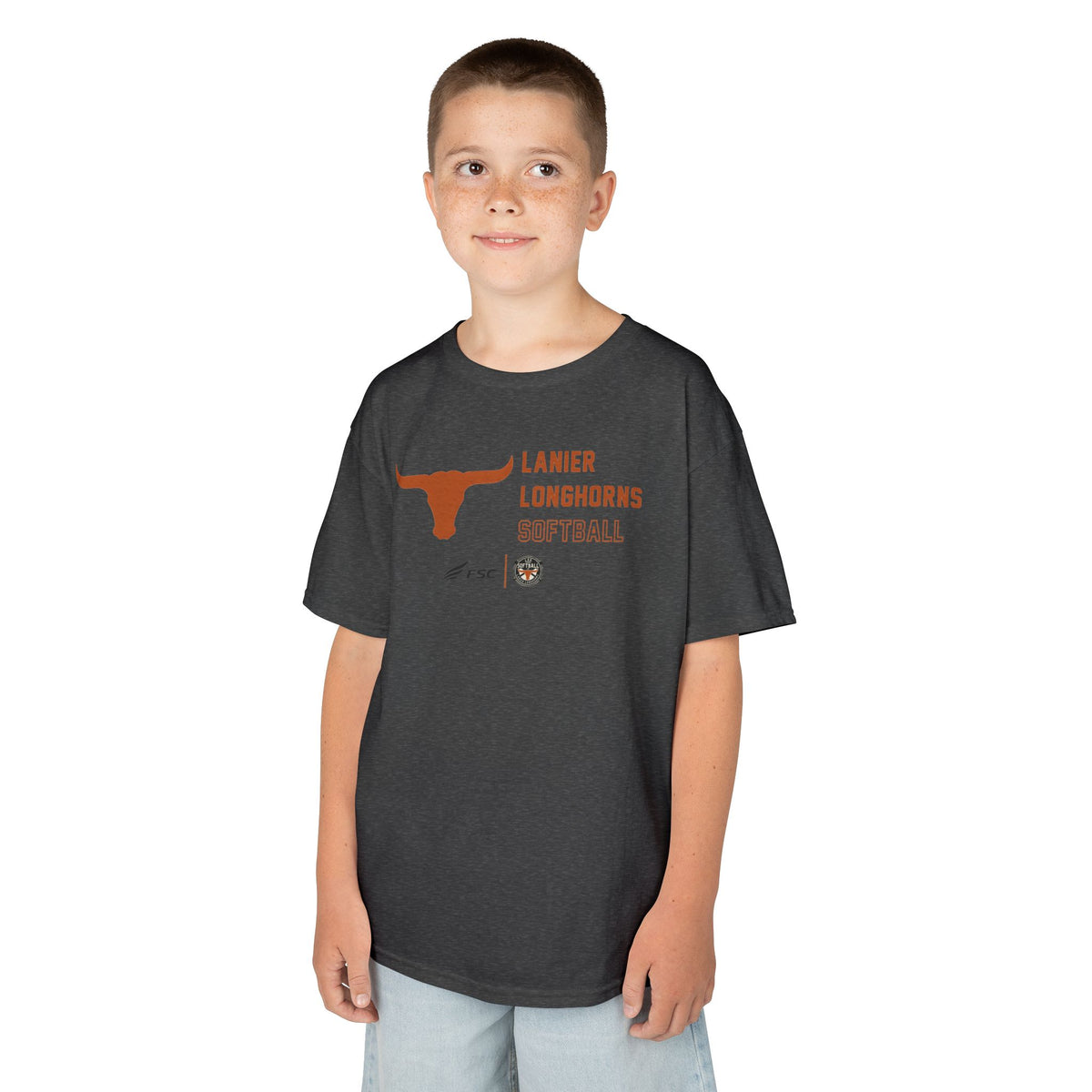 Youth LAA Longhorns Softball T-Shirt — Team Logo Summer Tee