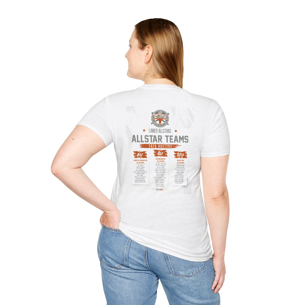 Longhorns Tee — LAA All-Star Teams Roster Tee (Softball)
