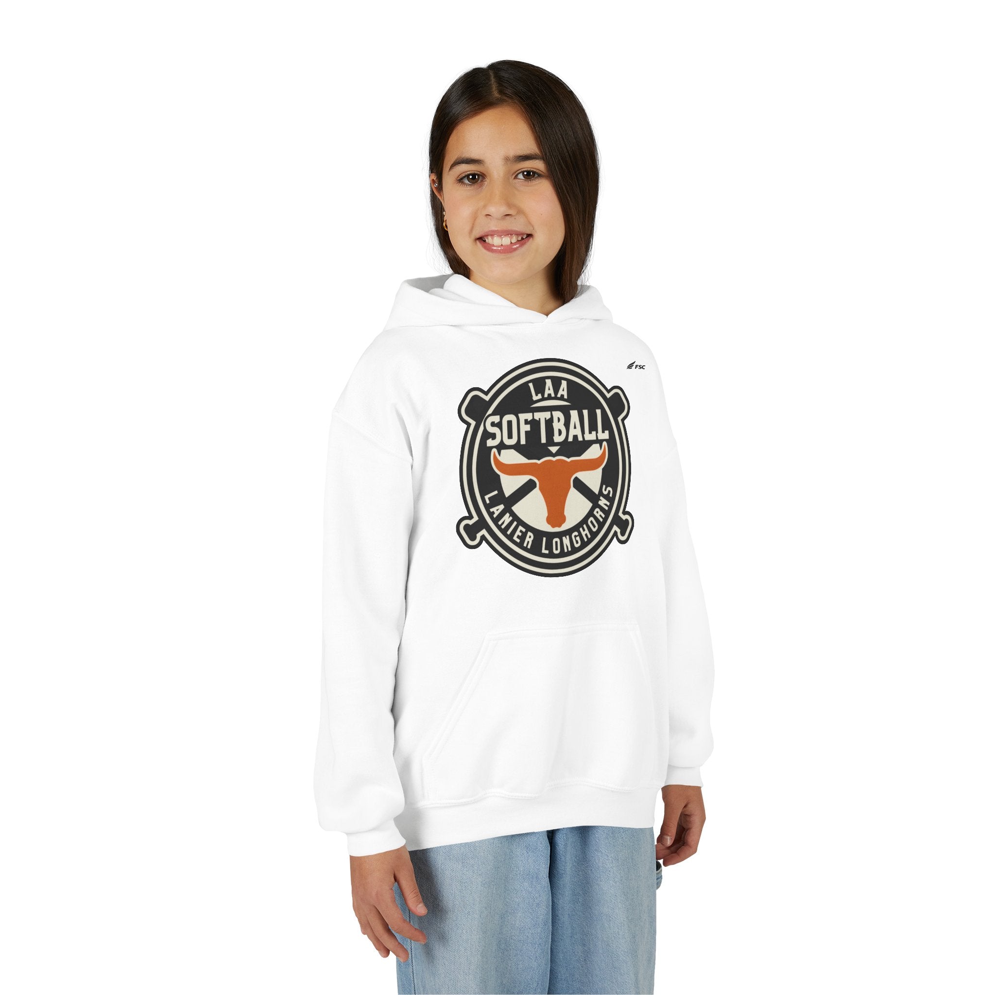 Youth LAA Softball Lanier Longhorns Hoodie — LAA Softball Longhorns Team Logo Hoodie